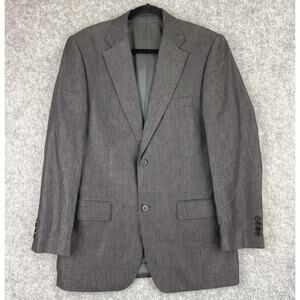 Sarar Linen Blazer Sport Coat Mens 40R Gray 2 Button Lined Career Office